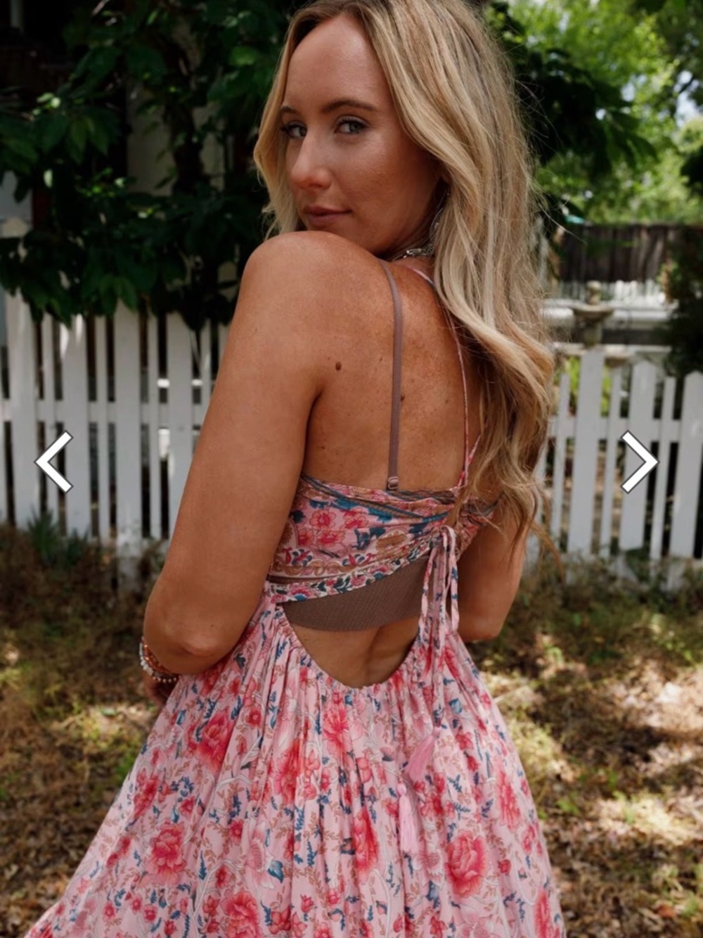 Three Bird Nest Pink Floral Strapless Boho Maxi Dress - Picture 4 of 10